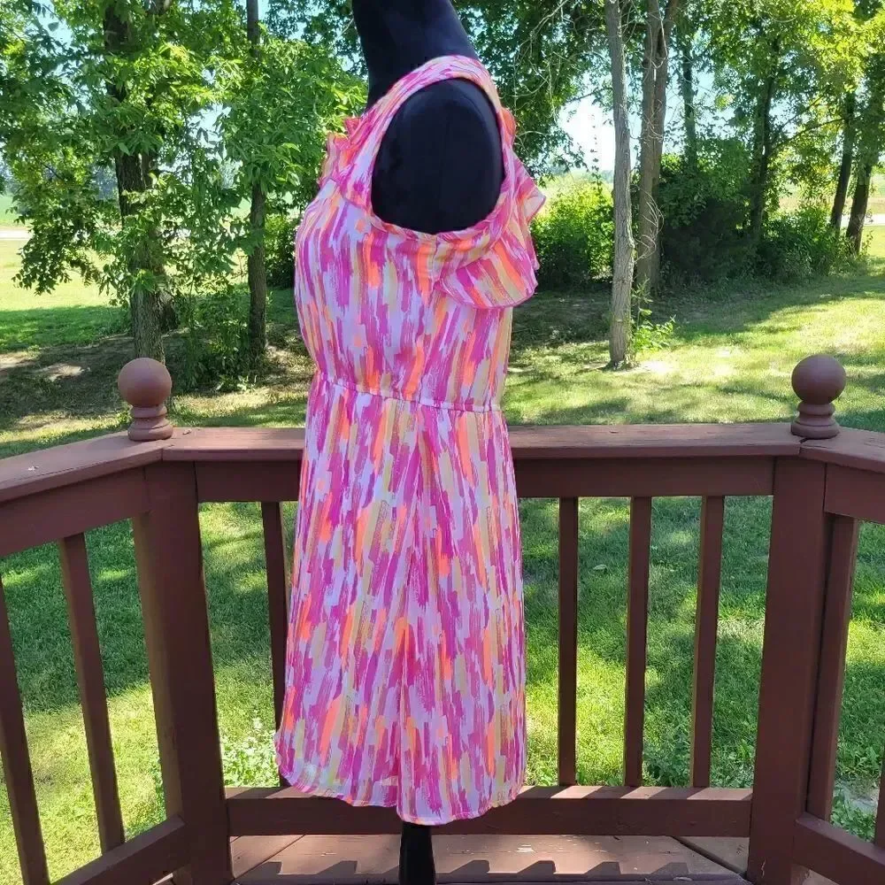 Wonder Nation Girls XXL 18 Colorful Lurex Chiffon Party Dress NWT – Tween Fit